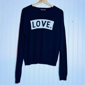 Brit Ny Sweater Women’s Large Black Cream Love Cashmere Blend Casual Lightweigh